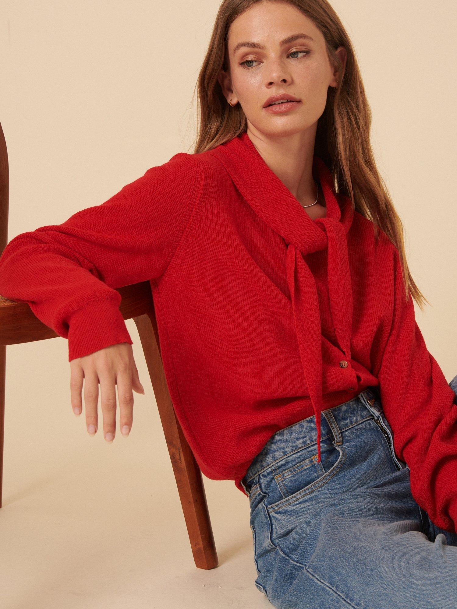 Product image 2 of 6, which shows Nobody's Child Neckerchief Cardigan, Red, S