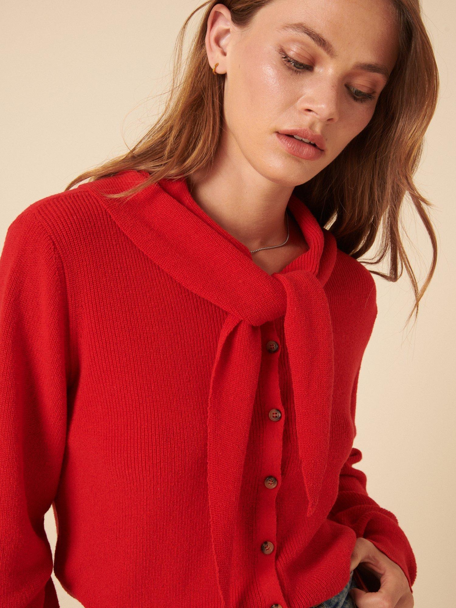 Product image 3 of 6, which shows Nobody's Child Neckerchief Cardigan, Red, S