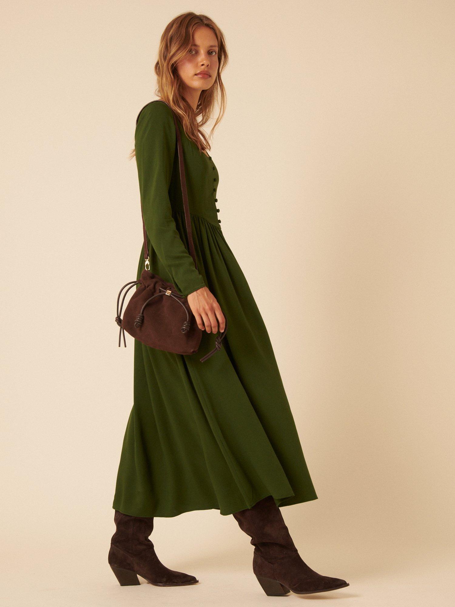 Nobody's Child Cora Corset Midi Dress containing LENZING ECOVERO Viscose,  Green