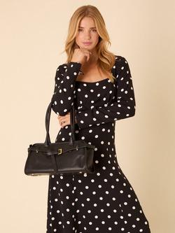 Nobody's Child Delilah Polka Dot Midi Dress containing LENZING™ ECOVERO™ Viscose, Black/White - view 2, Black/White