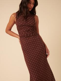 Nobody's Child Laurella Sleeveless Polka Dot Cotton Blend Midi Dress, Brown - view 2, Brown