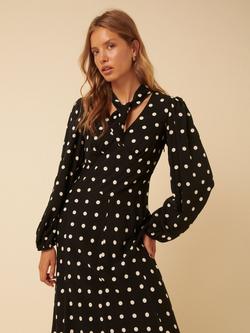 Nobody's Child Sadie Tie Scarf Polka Dot Midi Dress containing LENZING™ ECOVERO™ Viscose - view 2, Black
