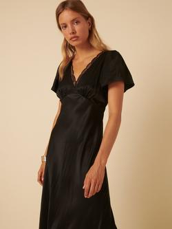 Nobody's Child Sienna Lace Trim V-Neck Midaxi Dress containing LENZING™ ECOVERO™ Viscose - view 2, Black