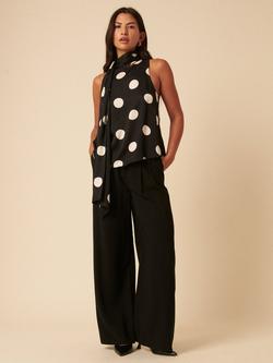 Nobody's Child Scarf Detail Polka Dot Cami containing LENZING™ ECOVERO™ Viscose, Black, Black