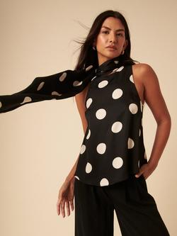 Nobody's Child Scarf Detail Polka Dot Cami containing LENZING™ ECOVERO™ Viscose, Black - view 2, Black