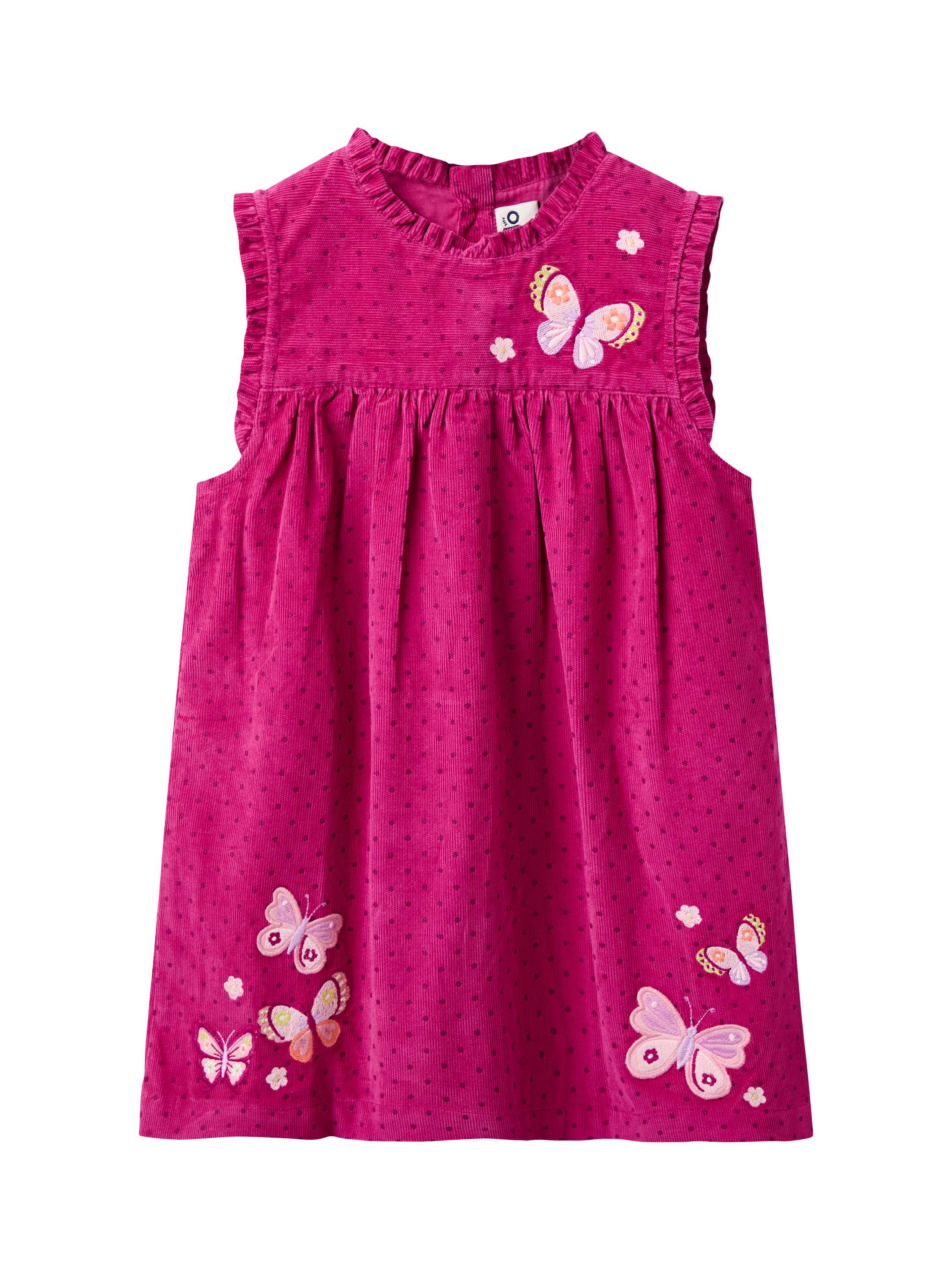 JoJo Maman Bébé Kids' Cord Sleeveless Butterfly Appliqué Dress