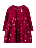 JoJo Maman Bébé Kids' Rib Cheesecloth Cherry Dress, Burgundy