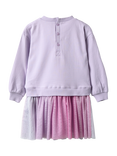 JoJo Maman Bébé Kids' Cotton Blend Tulle Sweat Dress, Lilac