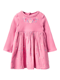 JoJo Maman Bébé Kids' Rib Cheesecloth Embroidered Dress, Pink