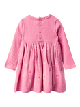 JoJo Maman Bébé Kids' Rib Cheesecloth Embroidered Dress, Pink