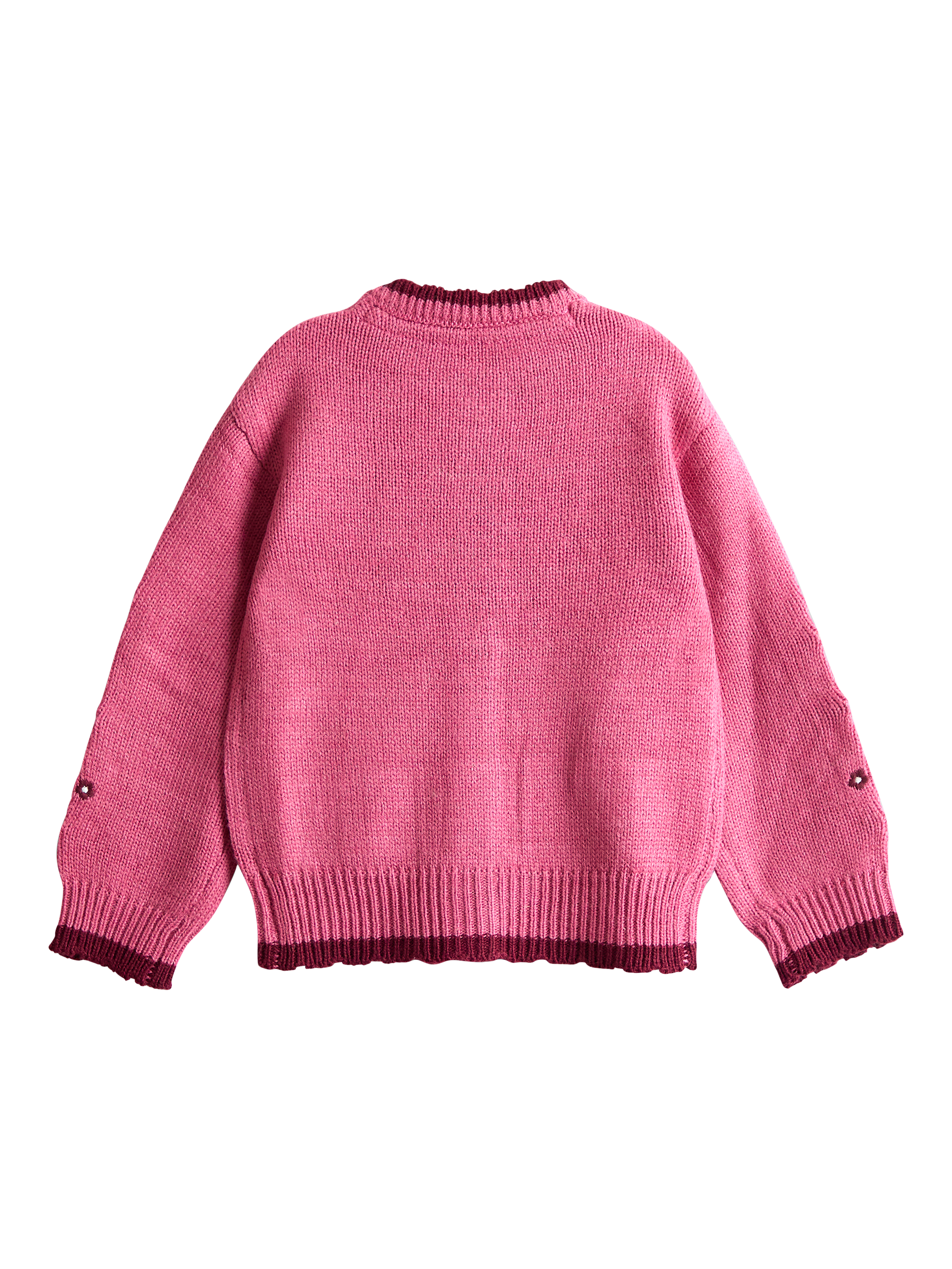 Product image 2 of 4, which shows JoJo Maman Bébé Kids'  Wool Blend Rabbit Cardigan, Rose, 6-12 months