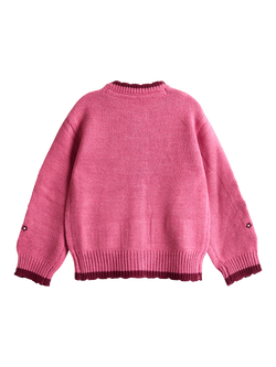 JoJo Maman Bébé Kids'  Wool Blend Rabbit Cardigan, Rose - view 2, Rose