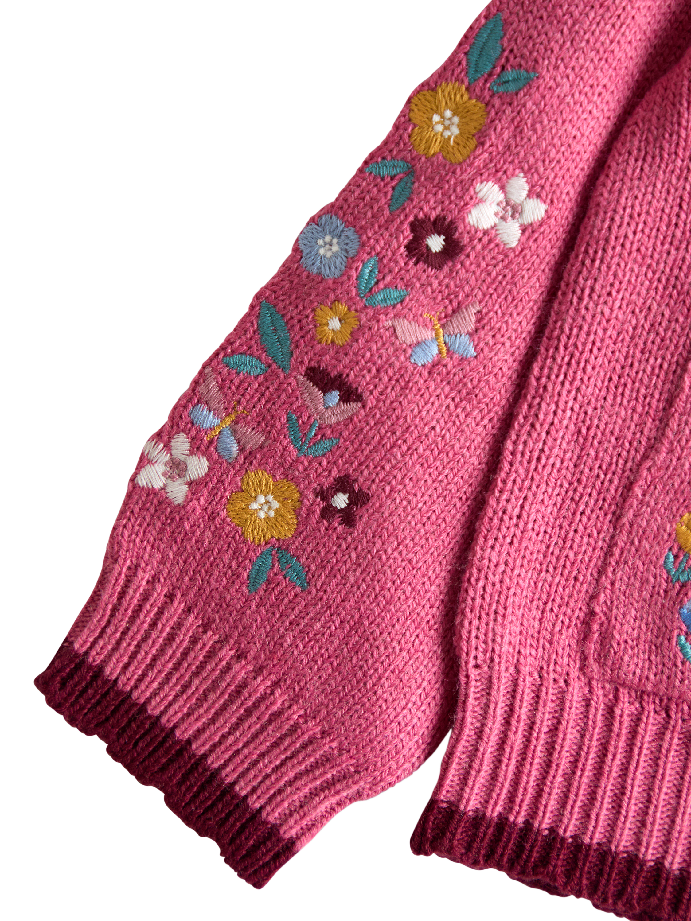 Product image 3 of 4, which shows JoJo Maman Bébé Kids'  Wool Blend Rabbit Cardigan, Rose, 6-12 months