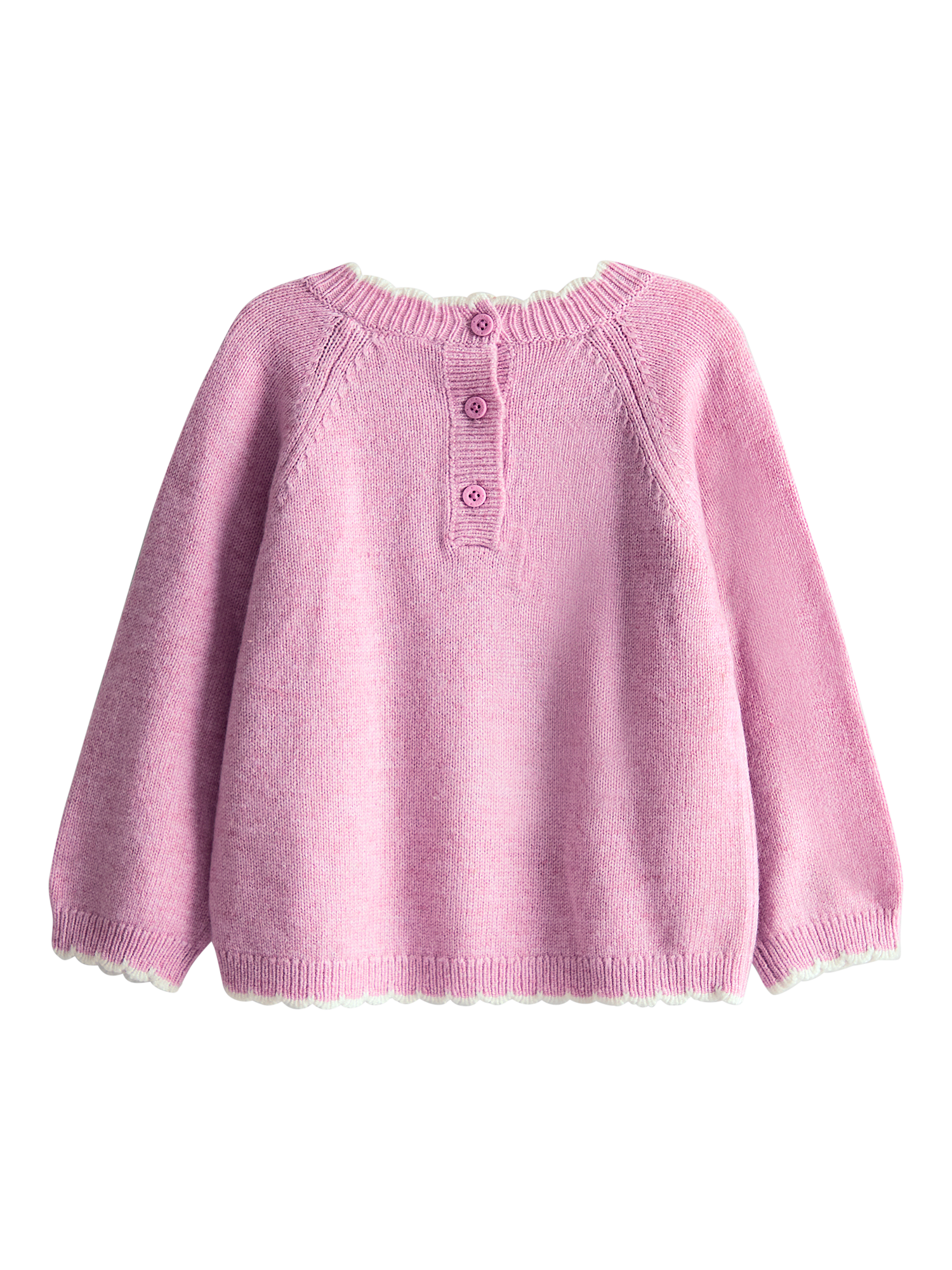 Product image 2 of 4, which shows JoJo Maman Bébé Kids' Wool Blend Mouse Jumper, Rose, 18-24 months