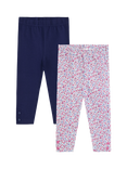 JoJo Maman Bébé Kids' Cotton Leggings, Pack of 2, Navy