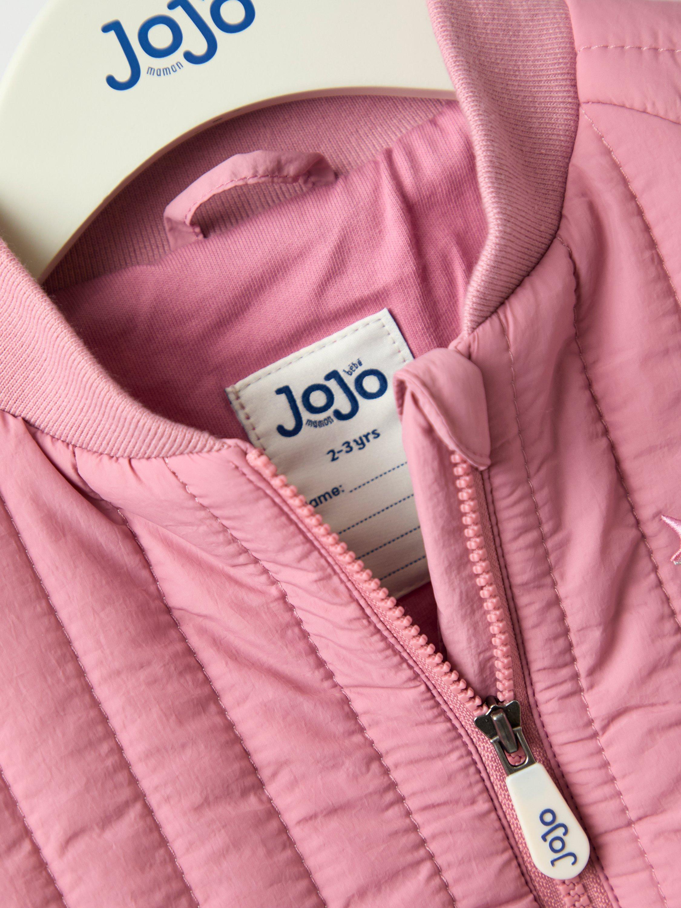 Product image 4 of 5, which shows JoJo Maman Bébé Kids' Quilted Unicorn Bomber Jacket, Pink, 6-12 months
