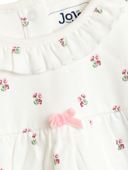 JoJo Maman Bébé Kids' Floral Print Jersey Pyjamas, Cream - view 2, Cream