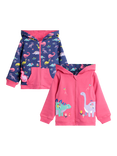 JoJo Maman Bébé Kids' Reversible Hooded Dino Jacket, Fuchsia