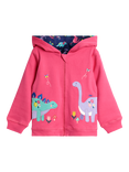 JoJo Maman Bébé Kids' Reversible Hooded Dino Jacket, Fuchsia