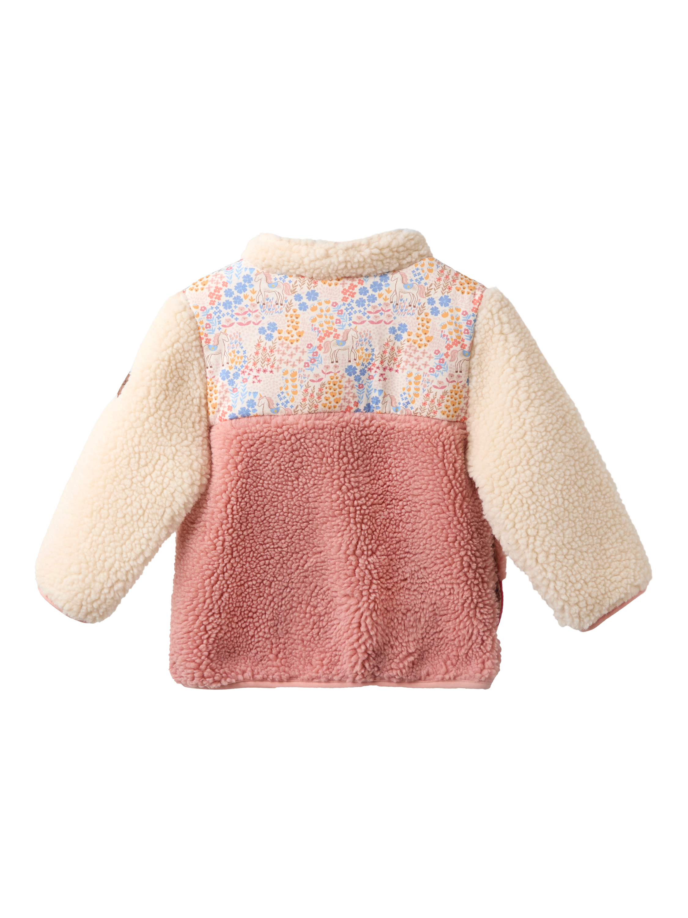 JoJo Maman Bébé Kids' Fleece Appliqué Reversible Jacket, Cream