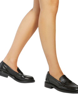 Dune London Giya Leather Loafers, Black - view 2, Black