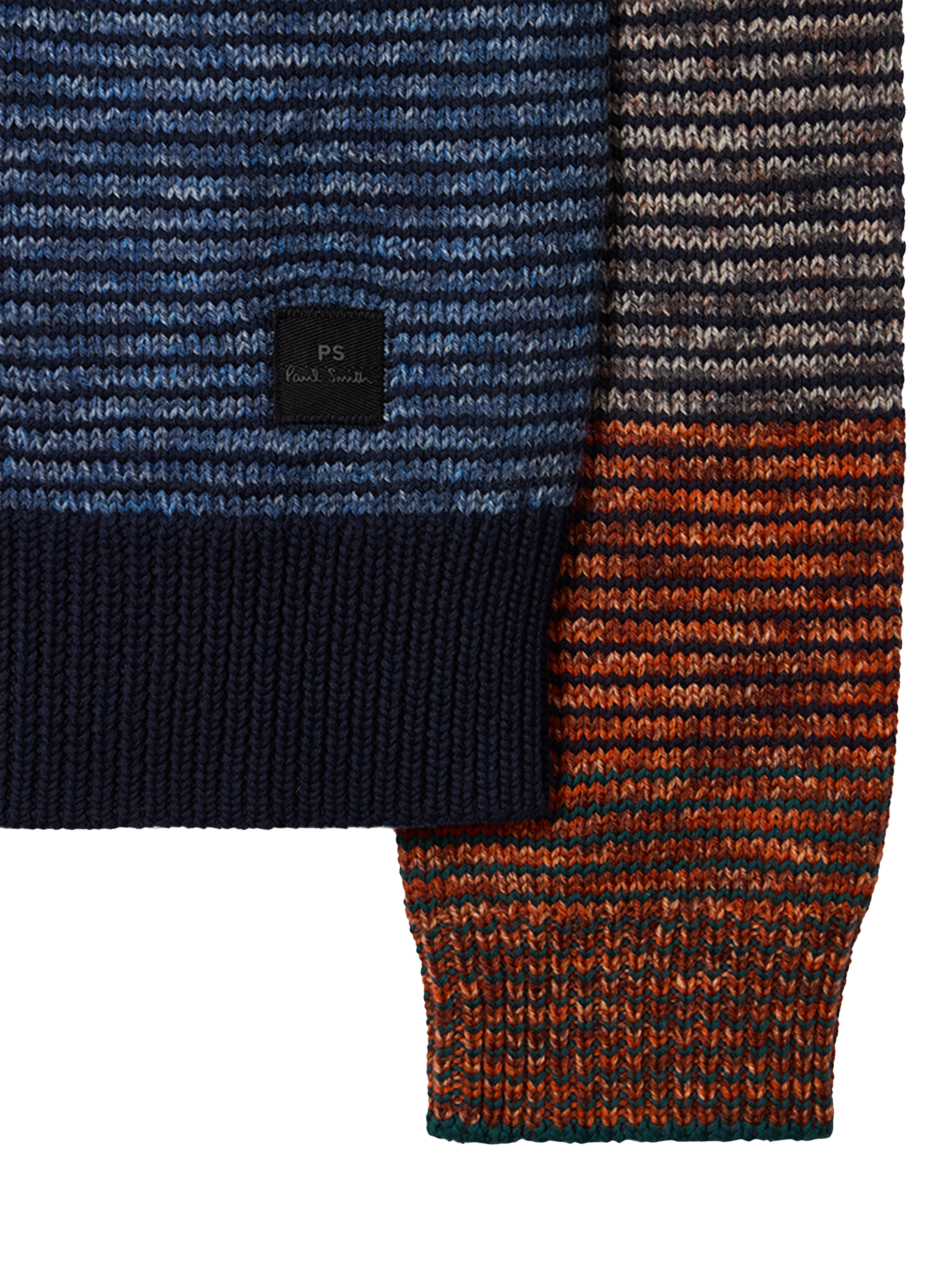 Product image 3 of 3, which shows Paul Smith Zip Through Wool Blend Striped Cardigan, Blue/Multi, S