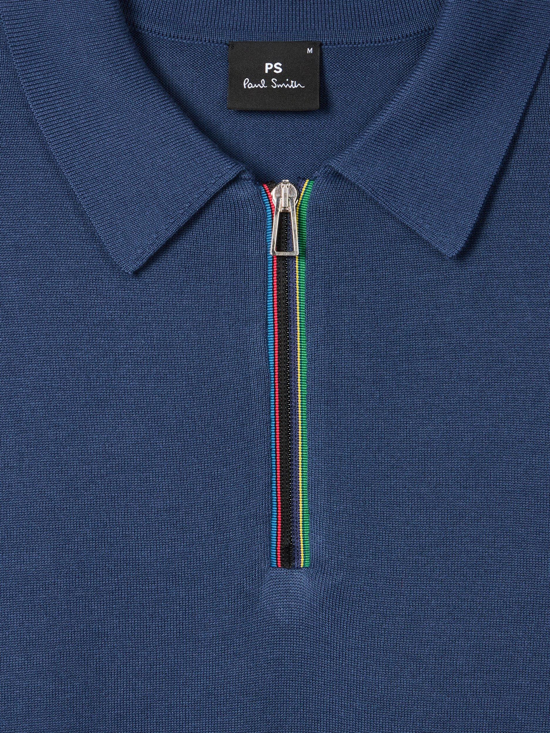 Product image 2 of 2, which shows PS Paul Smith Cotton Zip Polo Neck Jumper, Blue, S