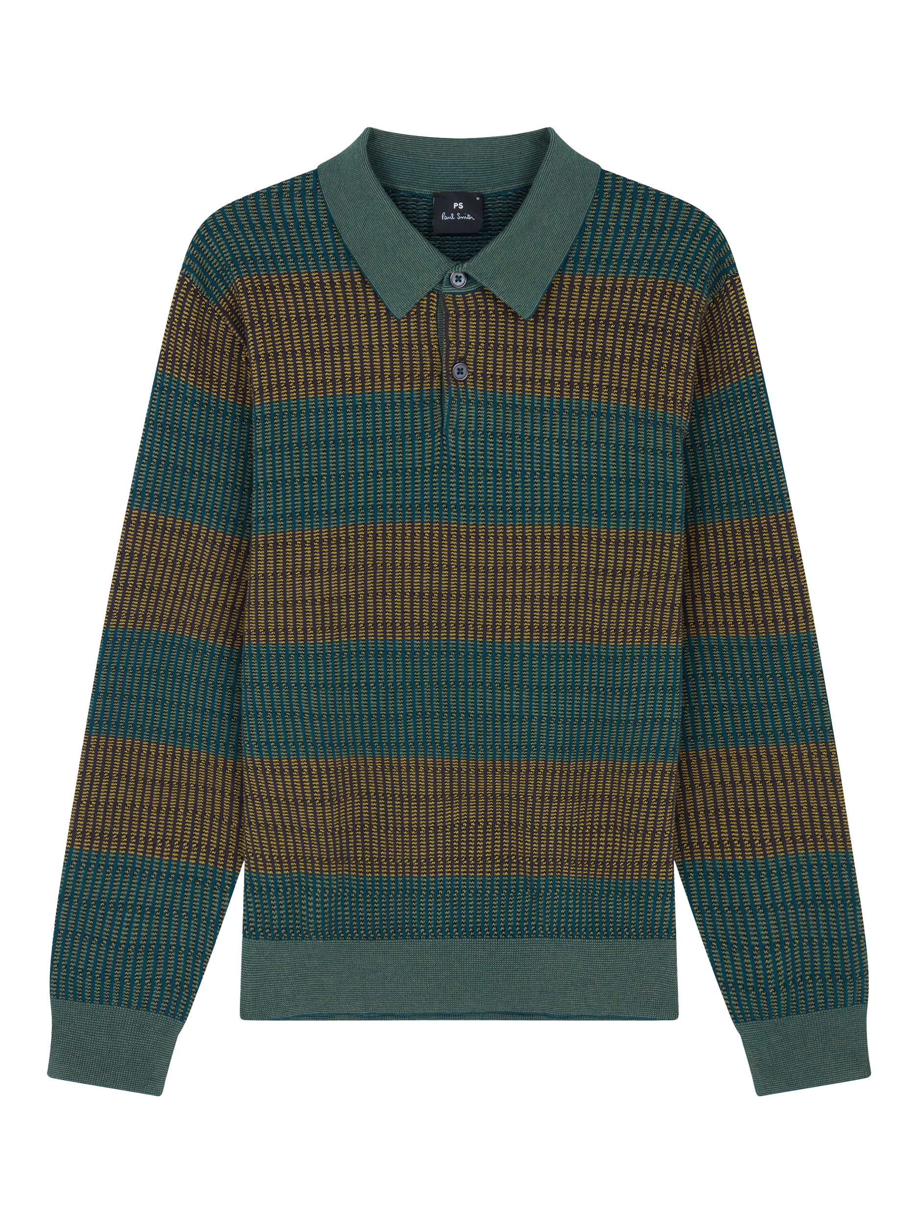 Product image 1 of 3, which shows Paul Smith Fine Knit Polo Neck Jumper, Green, S
