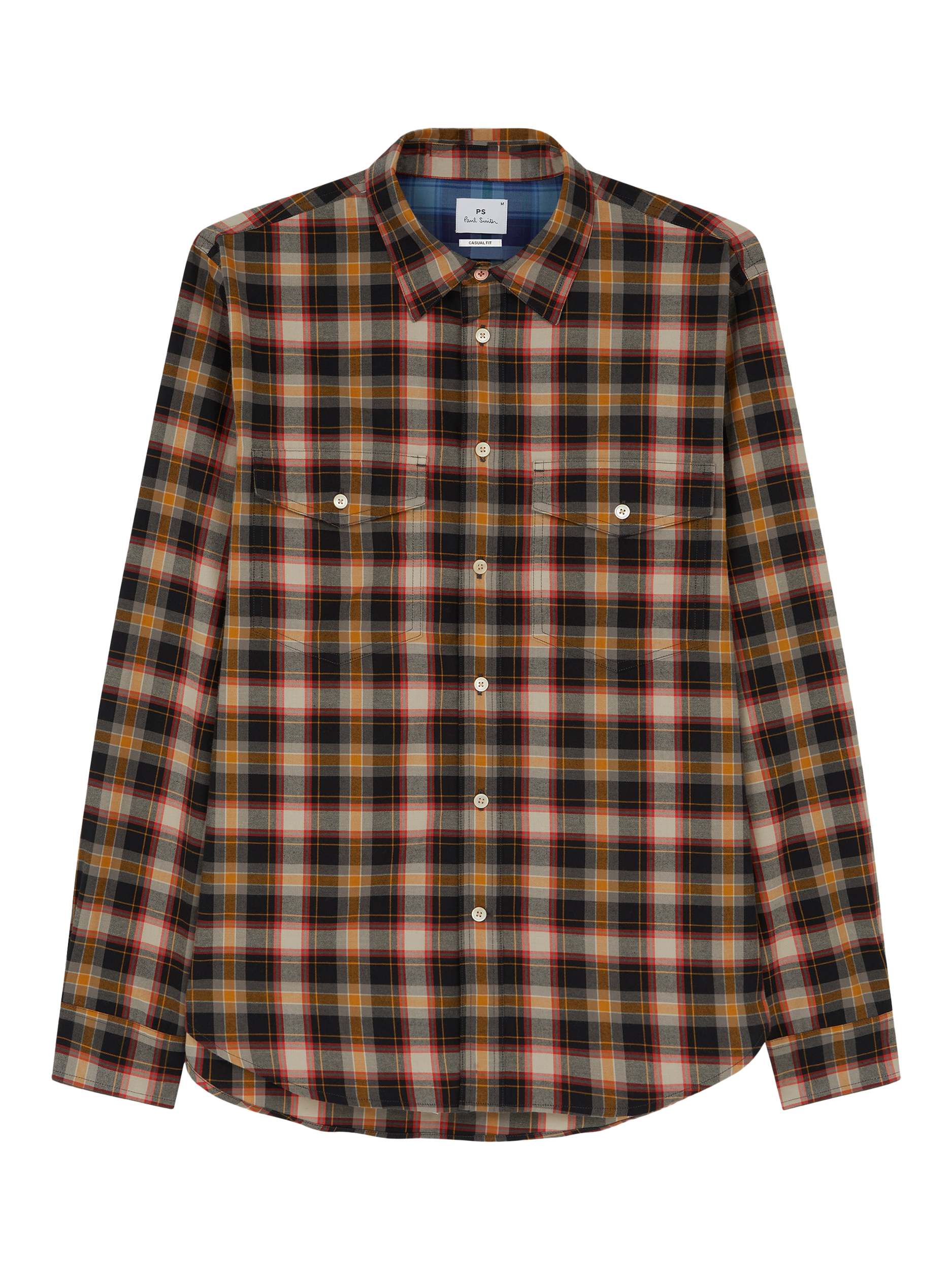 Product image 1 of 4, which shows Paul Smith Cotton Check Long Sleeve Shirt, Black, S