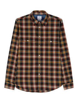 Paul Smith Cotton Check Long Sleeve Shirt, Black, Black