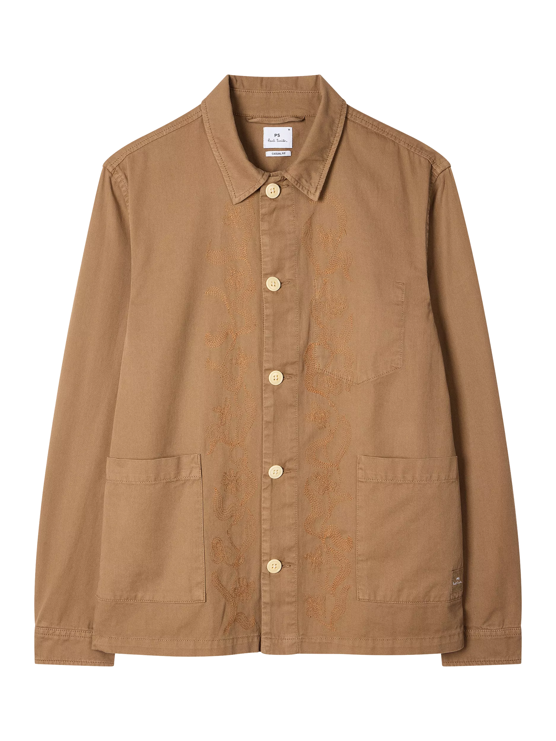 Paul Smith Cotton Floral Embroidery Shirt Jacket, Brown