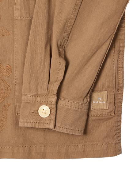 Paul Smith Cotton Floral Embroidery Shirt Jacket, Brown - view 2, Brown