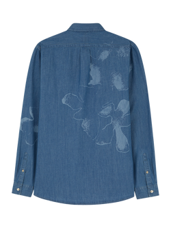 Paul Smith Cotton Floral Long Sleeve Shirt, Blue - view 2, Blue