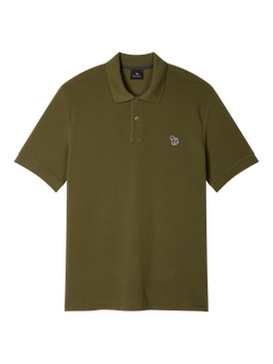 Paul Smith Zebra Motif Cotton Polo Shirt, Olive Green
