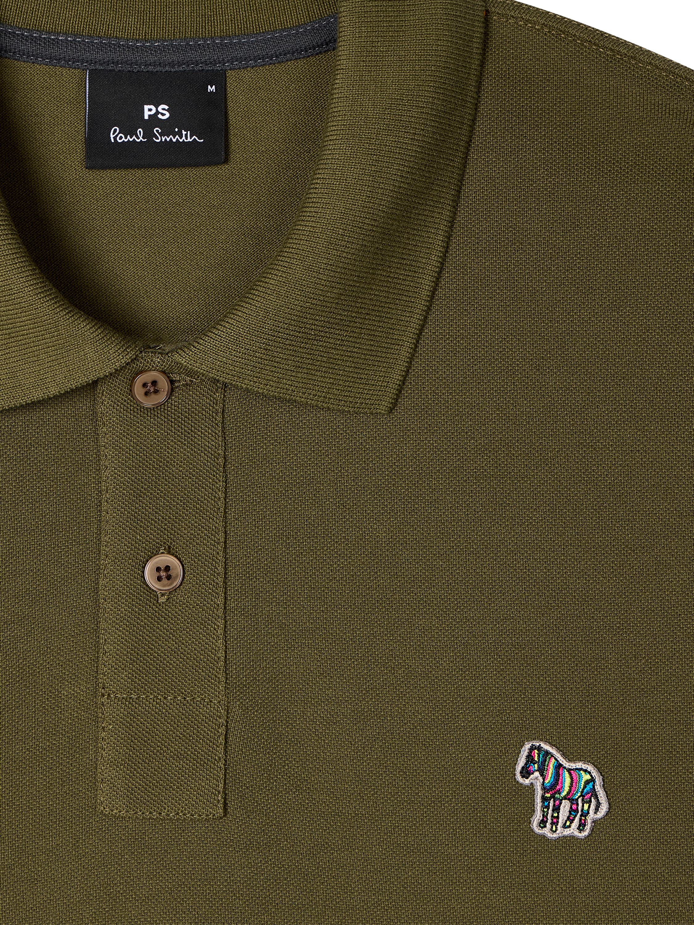 Product image 2 of 2, which shows Paul Smith Zebra Motif Cotton Polo Shirt, Olive Green, S