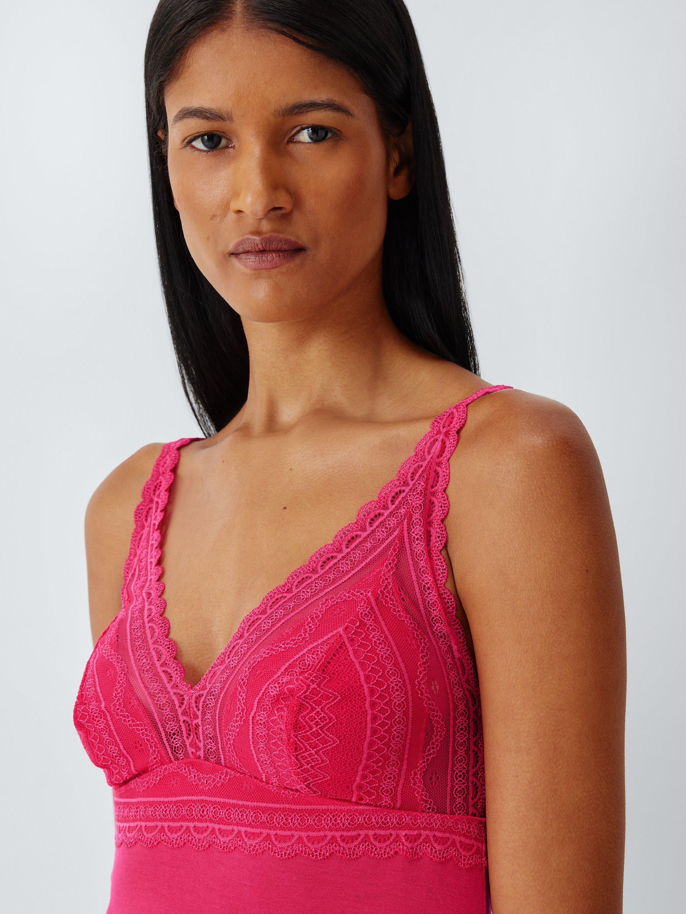 Product image 5 of 5, which shows John Lewis Willow Lace Chemise containing LENZING™ ECOVERO™ Viscose, Rose Red, 8
