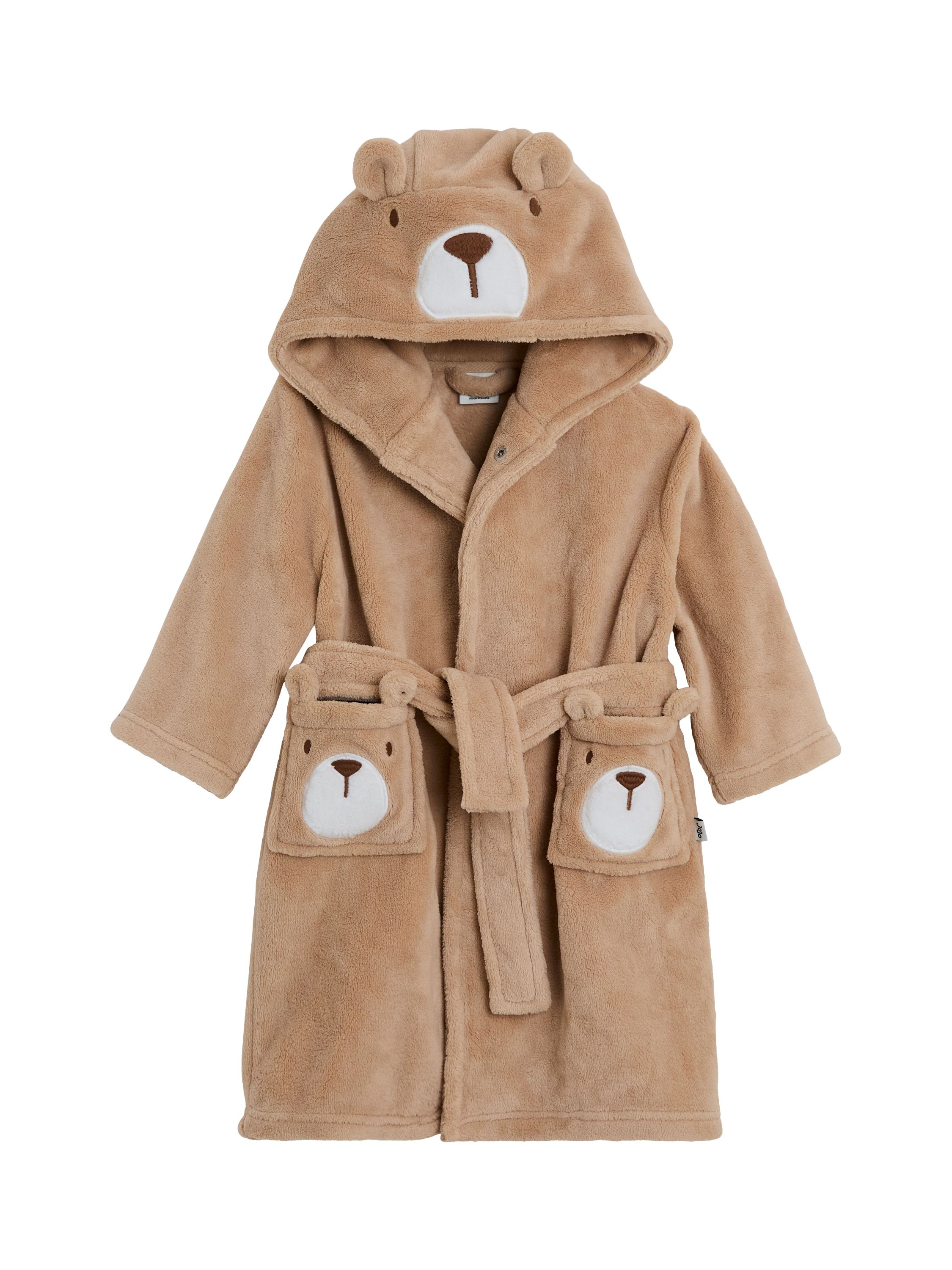 Product image 1 of 4, which shows JoJo Maman Bébé Kids' Bear Dressing Gown, Brown, 6-12 months