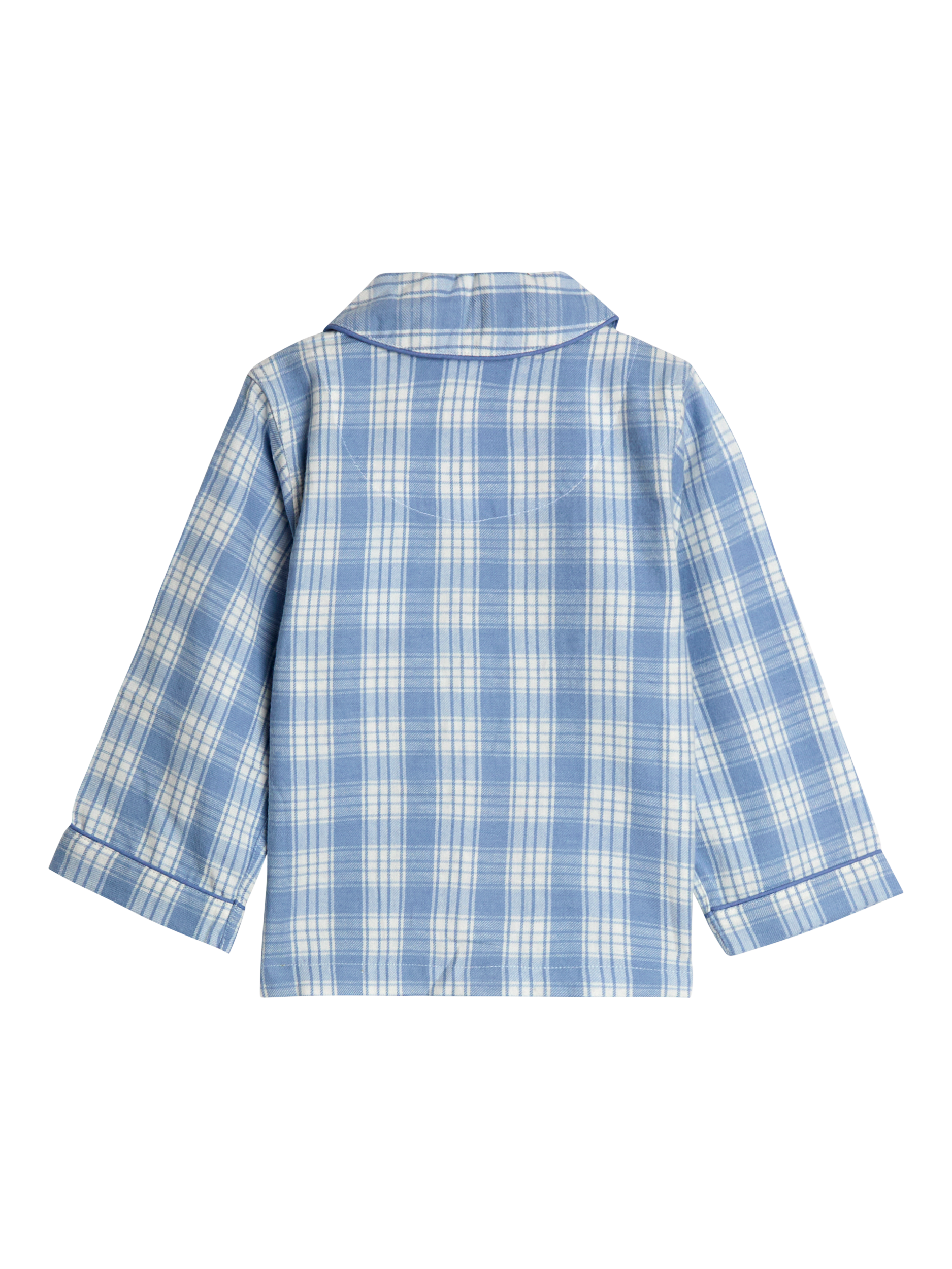Product image 3 of 6, which shows JoJo Maman Bébé Kids' Cotton Checked Fox Pyjamas, Blue, 12-18 months