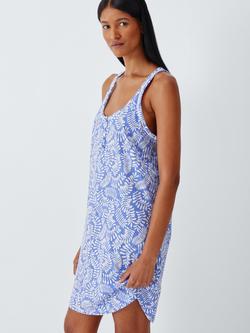 John Lewis Botanical Pure Cotton Sleeveless Nightdress, Baja Blue, Baja Blue