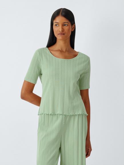John Lewis Pointelle Jersey Lounge Set, Soft Green, Soft Green