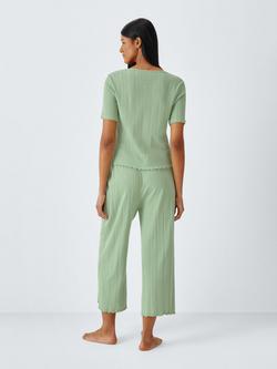 John Lewis Pointelle Jersey Lounge Set, Soft Green - view 2, Soft Green