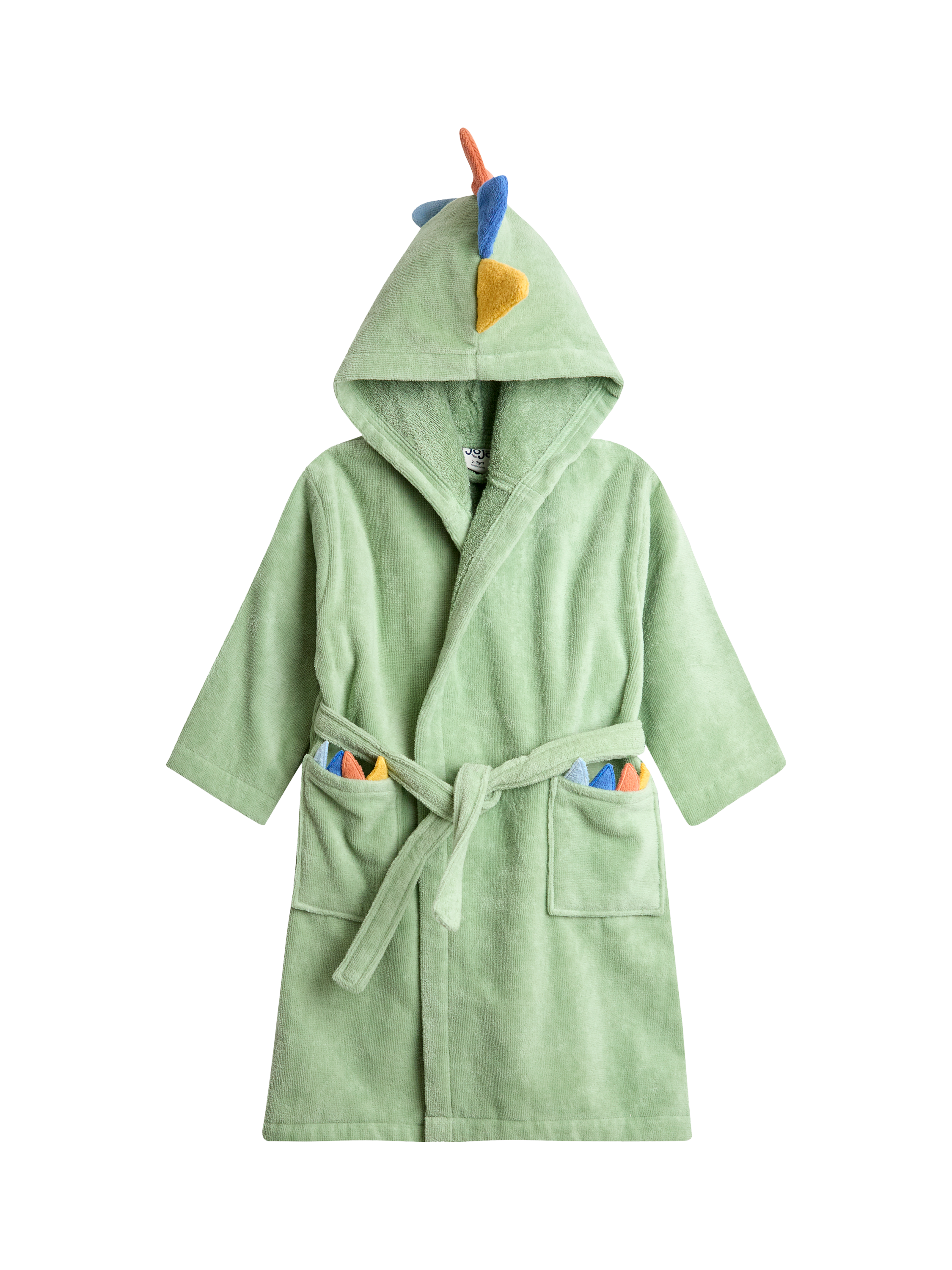 JoJo Maman Bébé Kids' Cotton Dino Towelling Bath Robe, Green