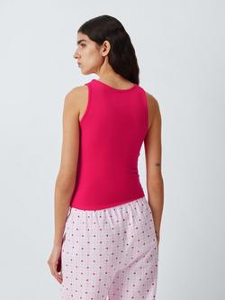 John Lewis Ribbed Tank Pyjama Top, Rose Red - view 2, Rose Red