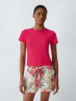 John Lewis Ribbed Crew Neck Pyjama Top, Rose Red, Rose Red