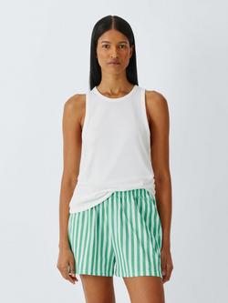 John Lewis Jersey Vest & Stripe Shorts Pyjama Set, Green/Aqua, Green/Aqua
