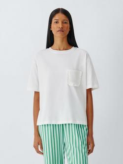 John Lewis Frill Pocket Jersey Long Pyjama Set, Green/Aqua, Green/Aqua