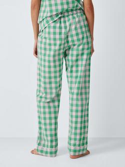 John Lewis Mix & Match Ric Rac Gingham Pure Cotton Pyjama Bottoms, Pink/Green - view 2, Pink/Green