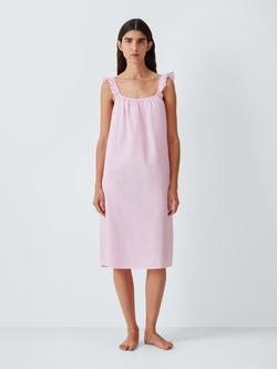 John Lewis Ladder Stripe Cotton Dobby Nightdress, Ballerina, Ballerina