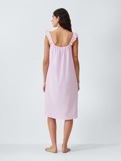 John Lewis Ladder Stripe Cotton Dobby Nightdress, Ballerina - view 2, Ballerina