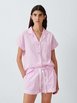John Lewis Ladder Stripe Pyjama Shorts, Ballerina Pink